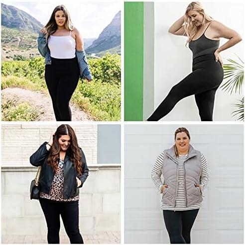 YOLIX 2 Pack Plus Size Leggings with Pockets for Women 2X 3X 4X High  Waisted Black Workout Leggings No Pocket XX-Large Black/ Grey
