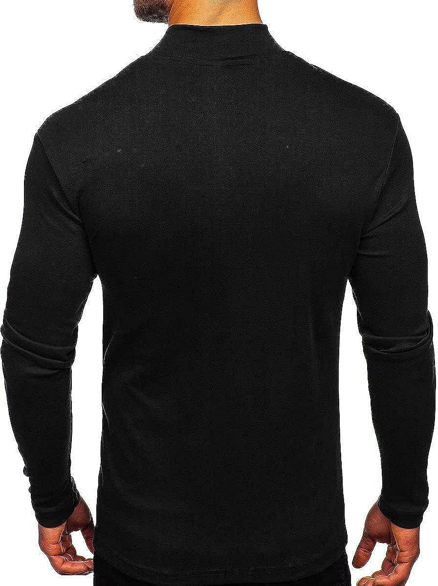 Mens Mock Turtleneck T Shirt Long Sleeve Pullover Basic Designed