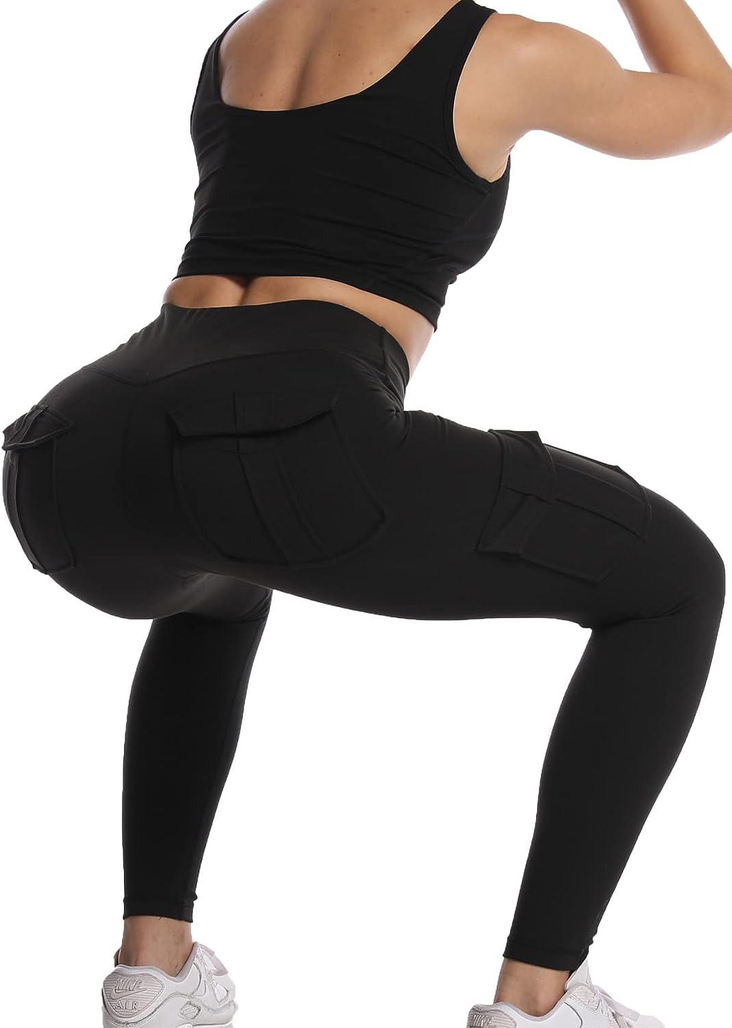 Plus Size Black Cargo Leggings Cargo Yoga Leggings With Pockets