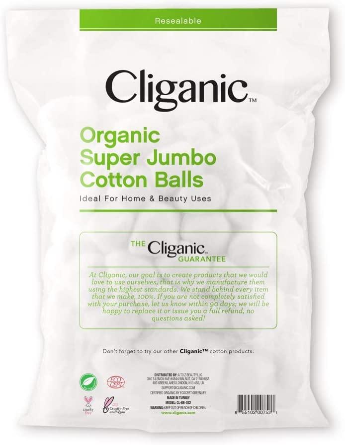 Cliganic Organic Super Jumbo Balls Cotton - 100 Count