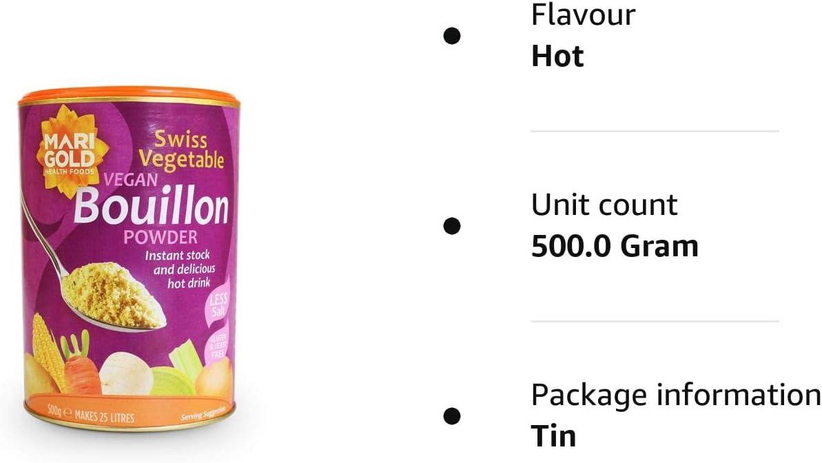 Marigold Foods Swiss Vegetable Bouillon Reduced Salt Family 500g Hot 500 g (Pack of 1)
