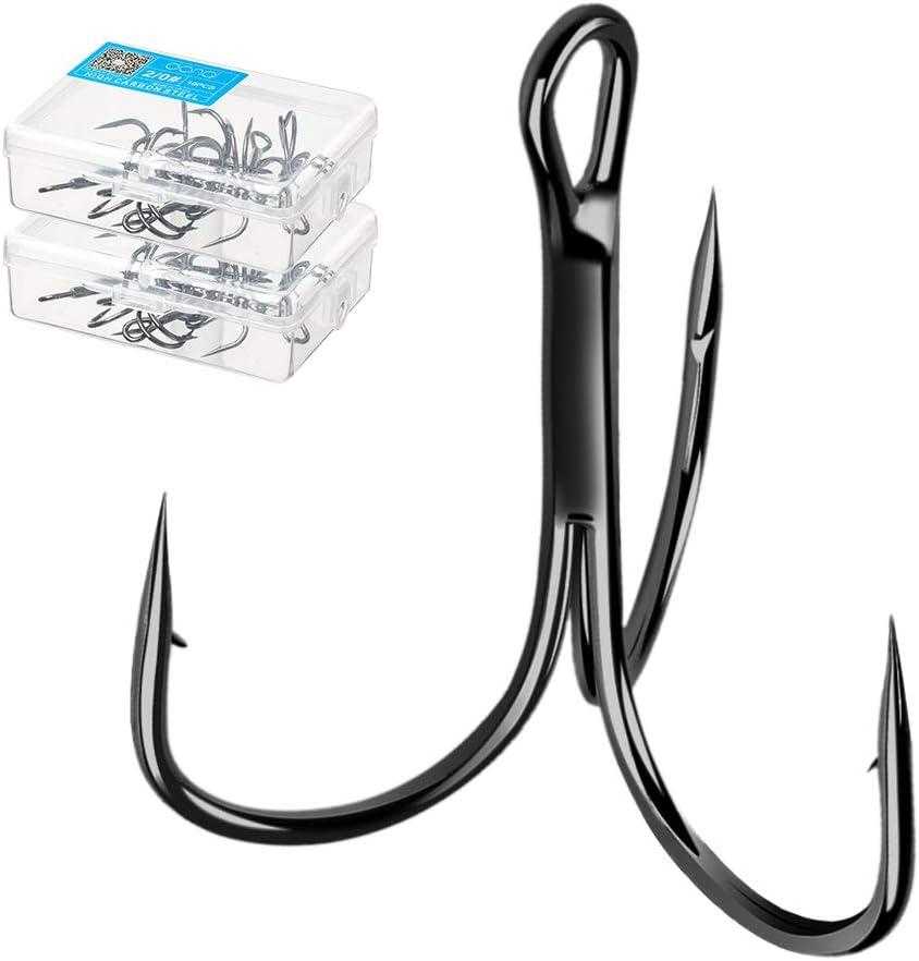 Donql Fishing Hooks Treble Hook High Carbon Steel Treble Hooks Super Sharp Solid Triple Barbed Fish Hook