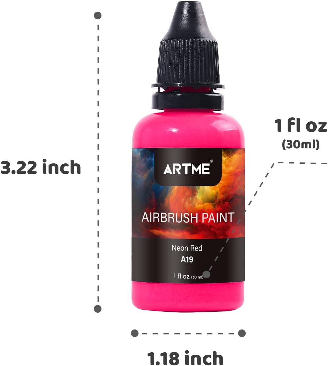 ARTME Airbrush Paint 24 Colors Airbrush Paint Set Include Metallic and Neon  Colors Opaque & Water Based Acrylic Airbrush Paint Leather & Shoe Airbrush  Paint Kit for Artists Beginners and Students