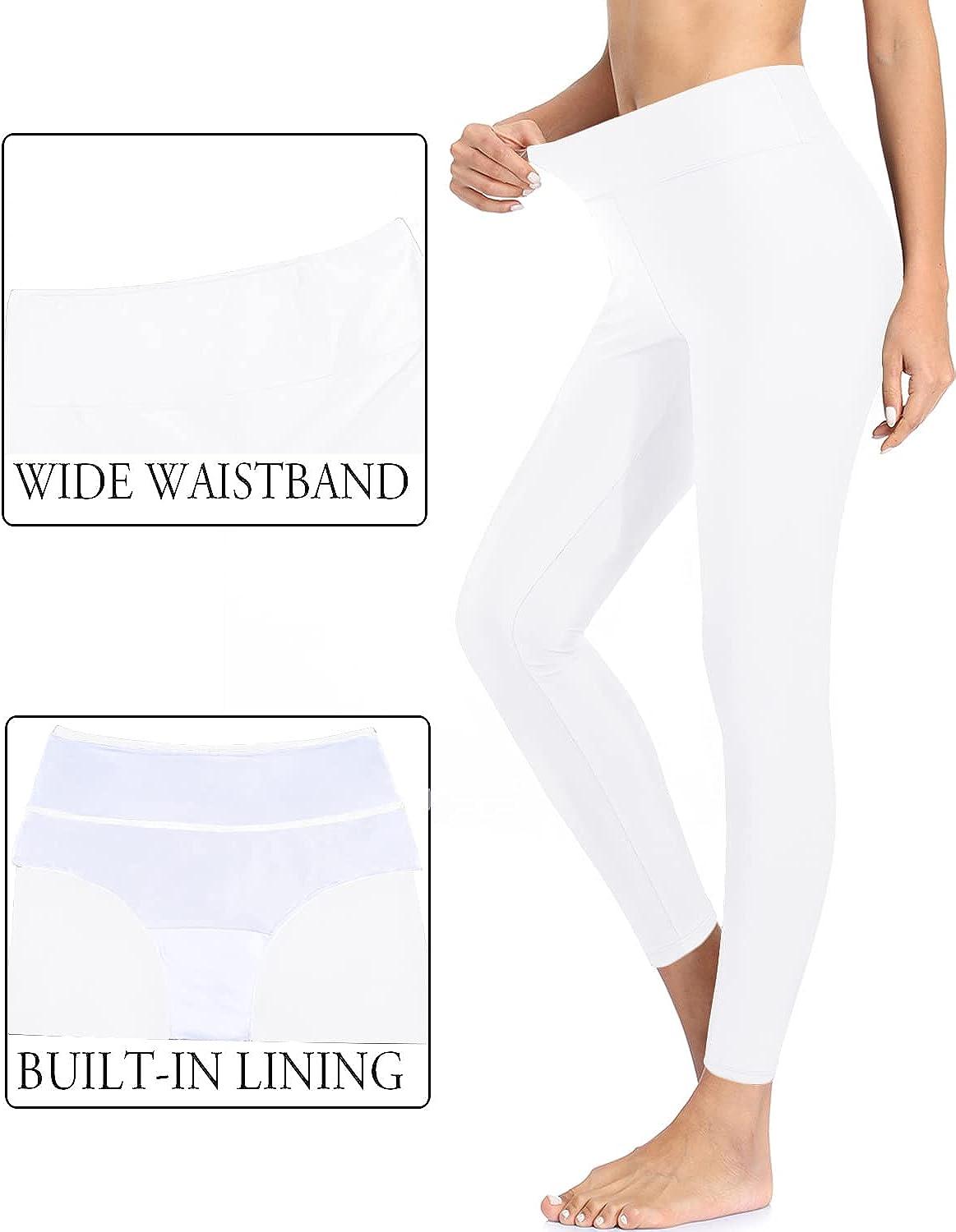 Holipick Swim Pants for Women Swimming Leggings High Waisted Swimsuit Pants  UPF 50+ Rash Guard Pants White Small