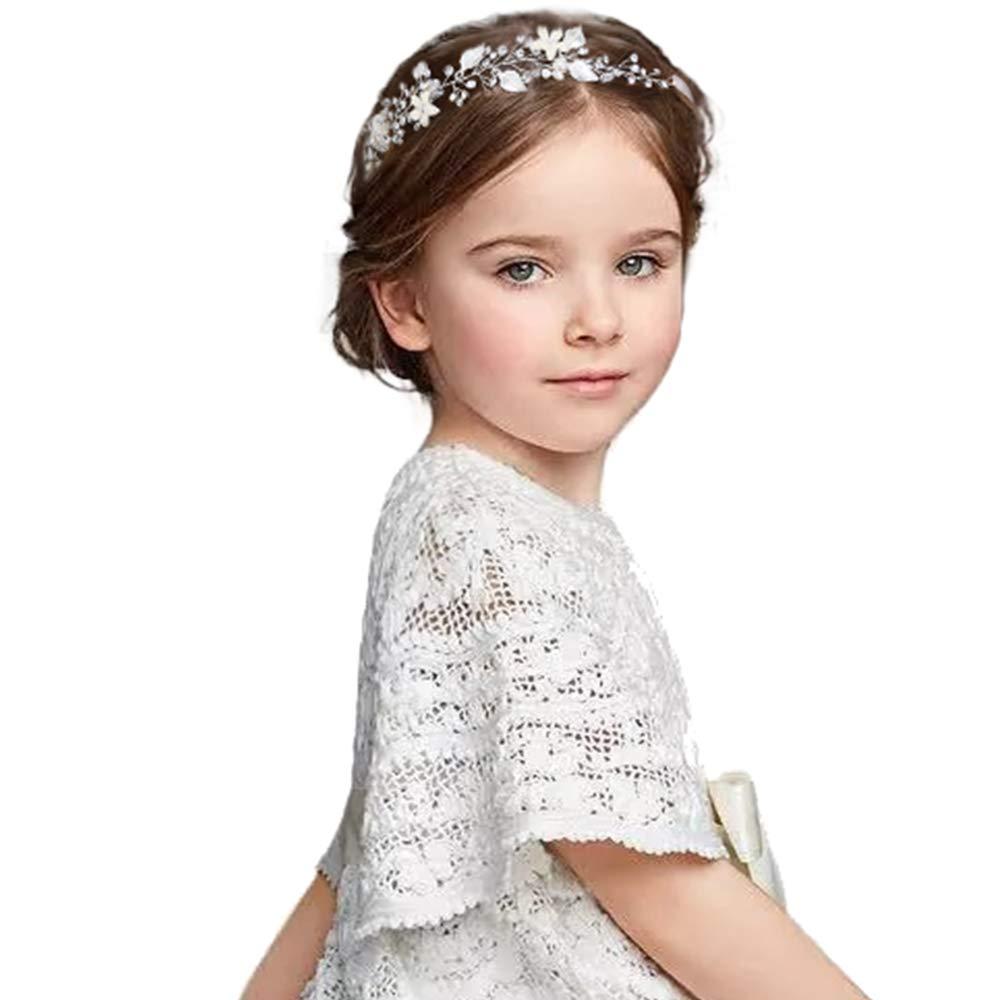 Coucoland Flower Girl Headpiece Crystal Babys Breath Headband for