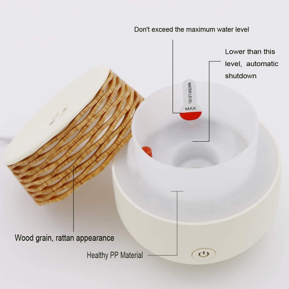 Mini Wood Grain Essential Oil Diffuser 30ml Portable Aromatherapy Mist with Night Light, Auto