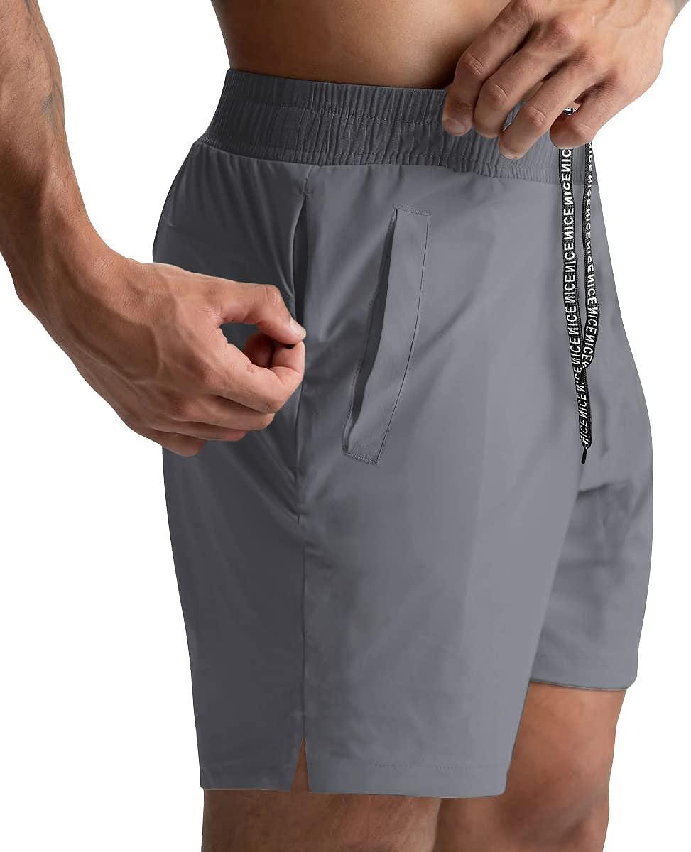 Mens Athletic Gym Shorts 5 Inch Quick Dry Running Workout Shorts  Lightweight Sports Shorts with Zipper Pockets