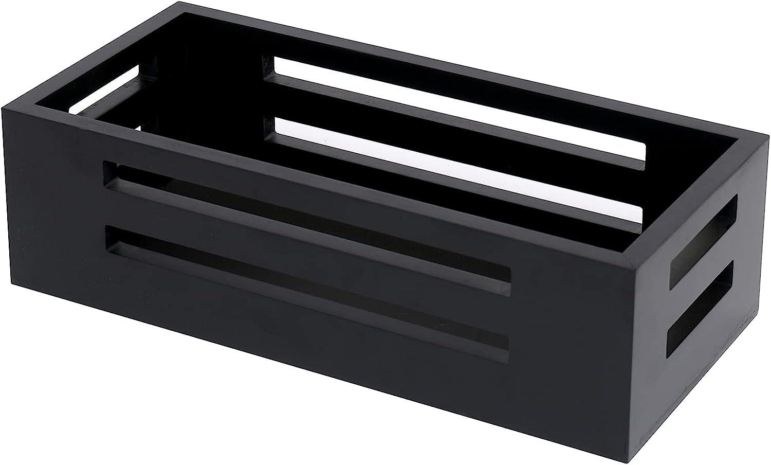 Black Decor Box Toilet Tank Topper Wood Basket for Back of Toilet Storage