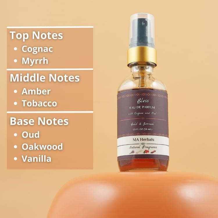 cologne with tobacco notes Bless Cognac & Oud Cologne for Men + Notes of Bourbon Barrel Oakwood Tobacco  Amber Myrrh