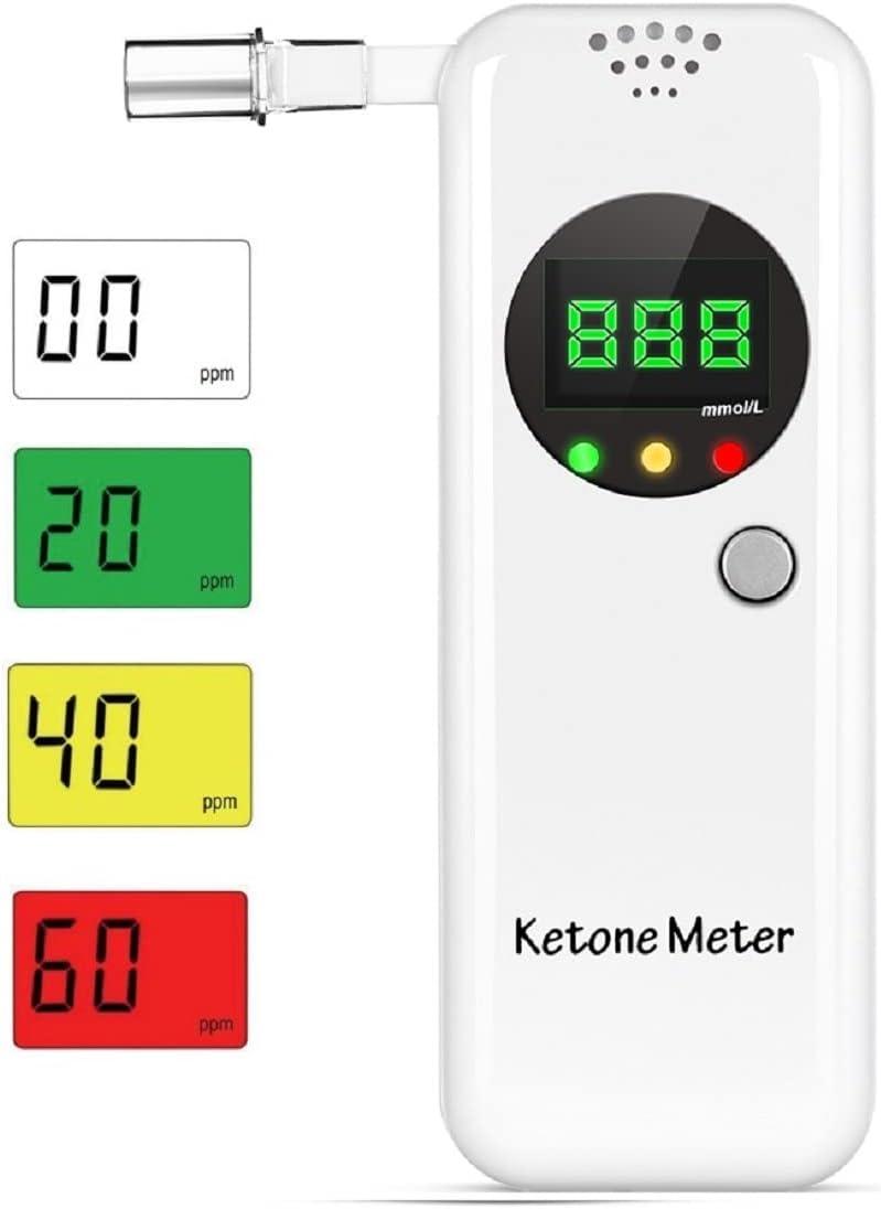 Keto Breath Breathalyzer, Ketone Breath Meter, Digital Ketosis Test with 10  Mouthpieces for Family Use(White) White-1