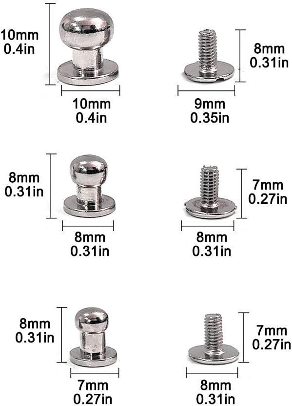 ACTENLY Chicago Screws Round Head Button Stud Slotted Screws Nail Rivet  Leather Rivets Craft Belt for