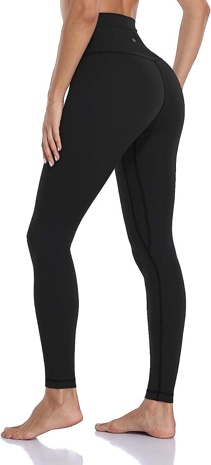 HeyNuts Essential Full Length Yoga Leggings, Women's High Waisted Workout  Compression Pants 28'' Medium Black