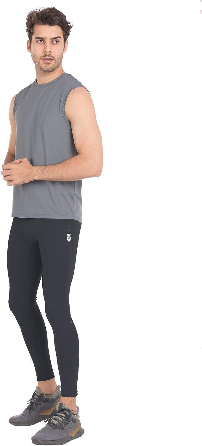 PIQIDIG Men s Workout Leggings Yoga Pants with Pockets XX Large Dark Grey