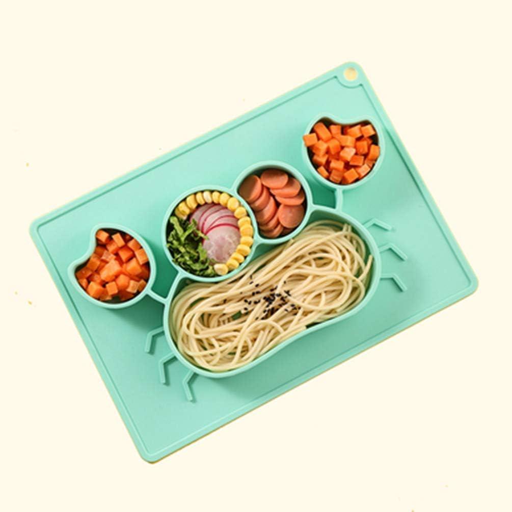 EASTIN 100% Silicone Suction Plate With Built-in Placemat For Toddlers Preschoolers Divided Plate Dishwasher Safe