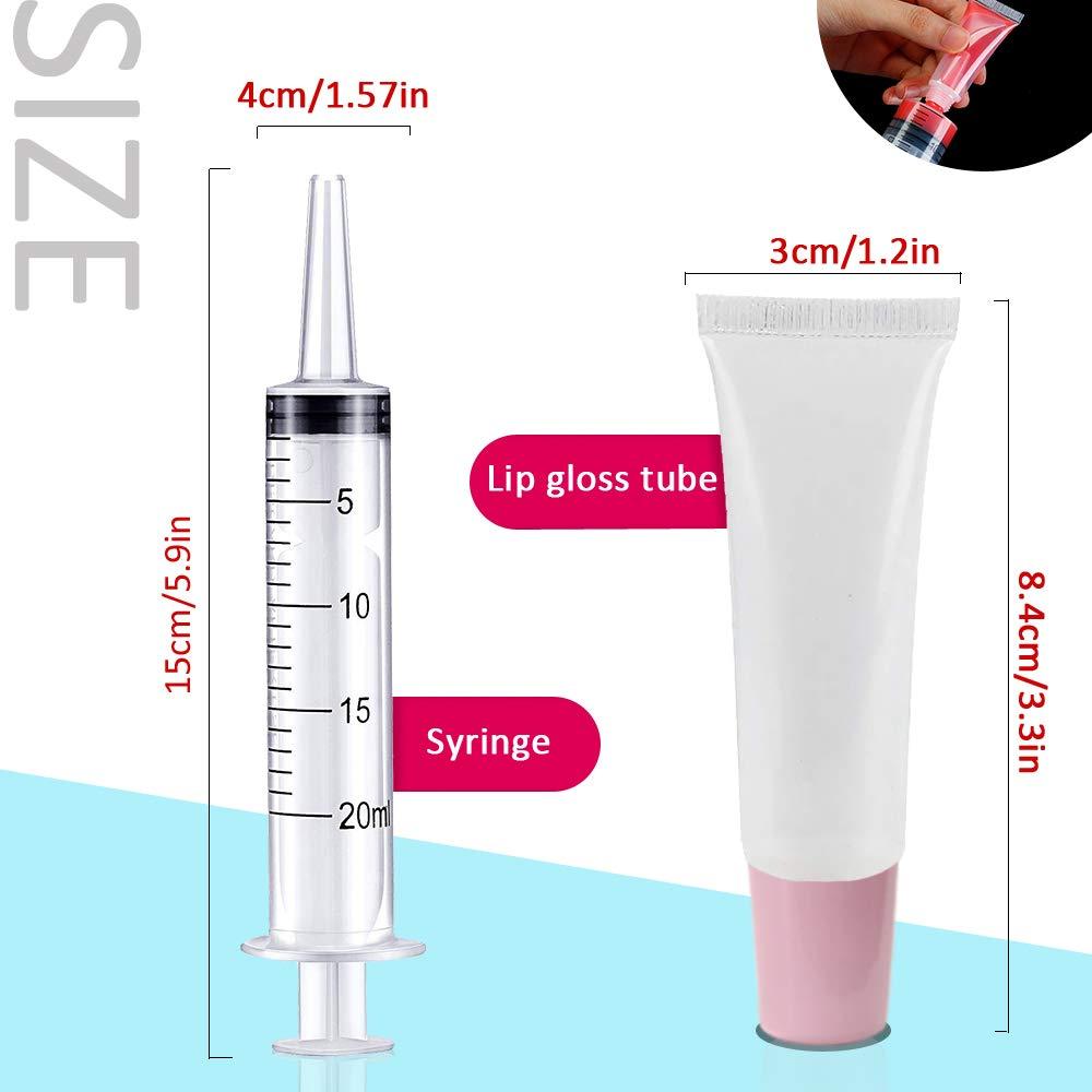 4 Pack 20mL Syringes for Lip Gloss Making Supplies Liquid TKP Lipgloss Base  Flavoring Oil Oral Medicine Injection Feeding- with Tip Cap and Pipettes
