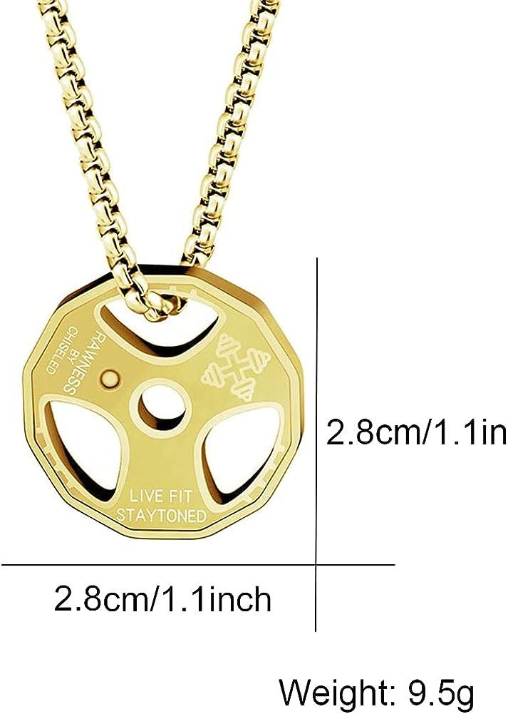 Dumbbell Necklace for Men Stainless Steel Fitness Pendant