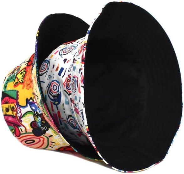 Bucket Hat Fisherman Hat Reversible Fishing Hat Colourful Graffiti