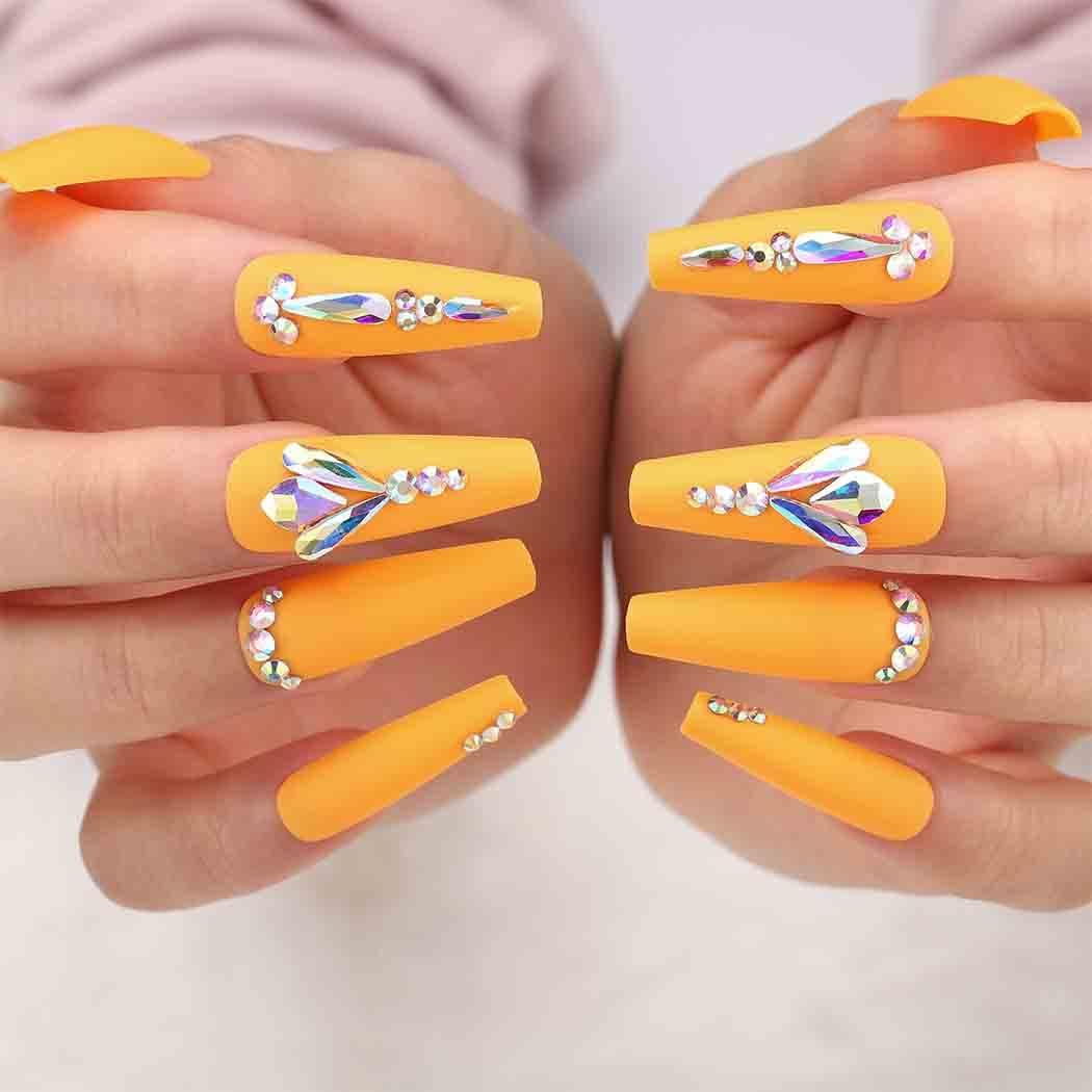 The 40 Hottest Yellow Acrylic Nails to Spice Up Your Fashion | Coral acrylic  nails, Yellow nails, Summer acrylic nails