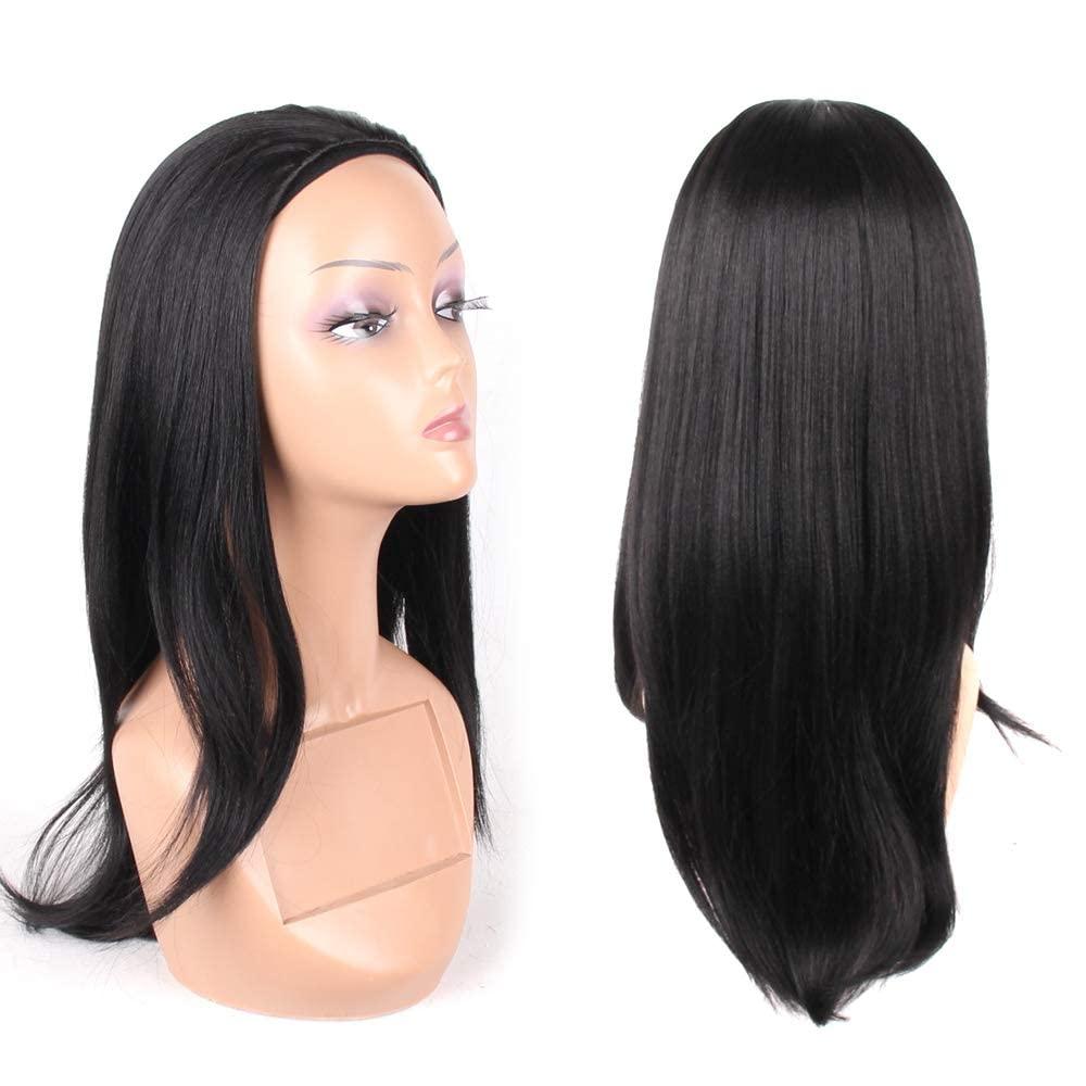 Half Head Wigs - Synthetic Hair Extensions in Black, Brown and Blonde