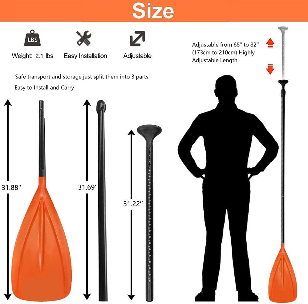 LBW SUP Paddle 3 Piece Stand Up Paddleboard Paddles Floating Portable Stand-up  Paddle Oars Boat Paddle Board Accessories Adjustable Double Holes Lock  Sturdy & Ergonomic for Surfing Beginner Orange