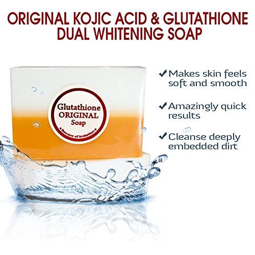 Buy Kojic Acid & Glutathione Whitening Soap - 5 Bars for Price of 4 | Get 1  Free