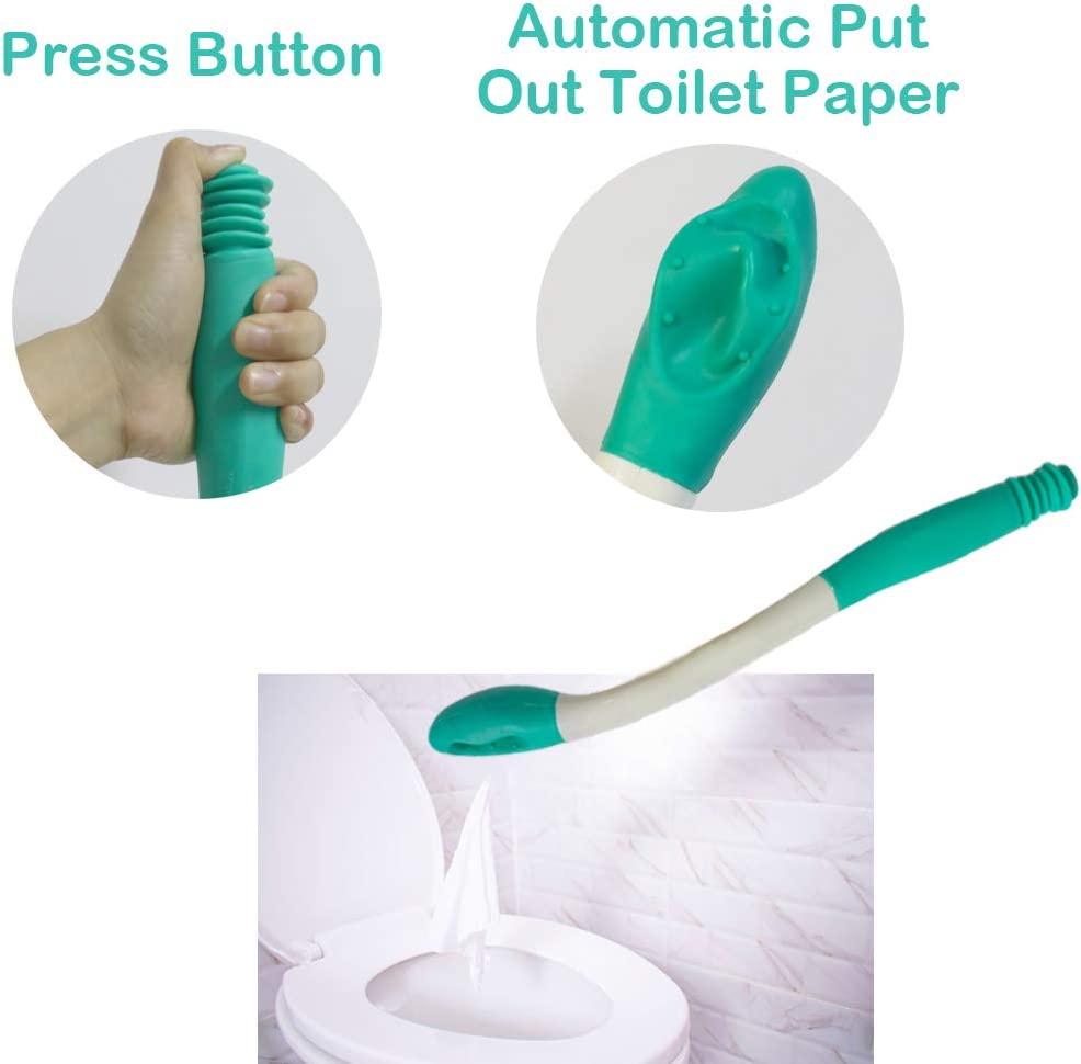 Long Reach Toilet Aid Wiper for Seniors & Handicap Self Assist Bathroom Butt Wipe Tool for