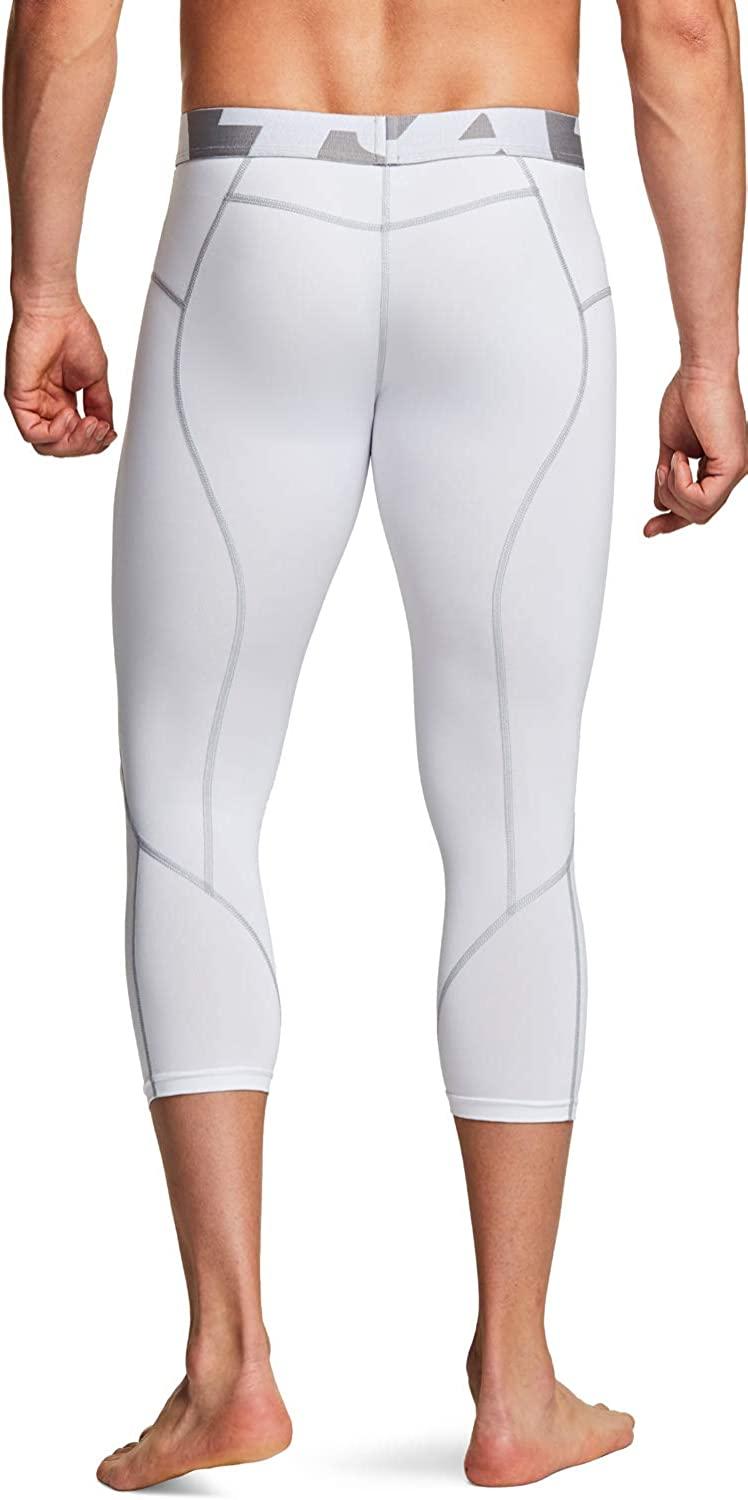 TSLA Men s 3 4 Compression Pants Running Workout Tights Cool Dry