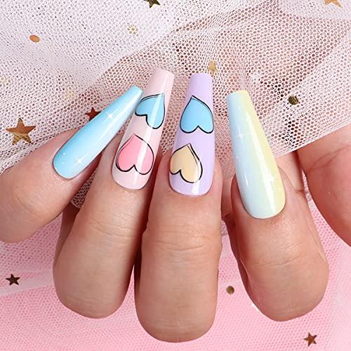 Ballerina Coffin Press On Neon Pink Fake Nails Full Cover Matte Long  Manicure Tips In Pink, Red, And Blue For Nail Extension From Enjg, $16.26 |  DHgate.Com