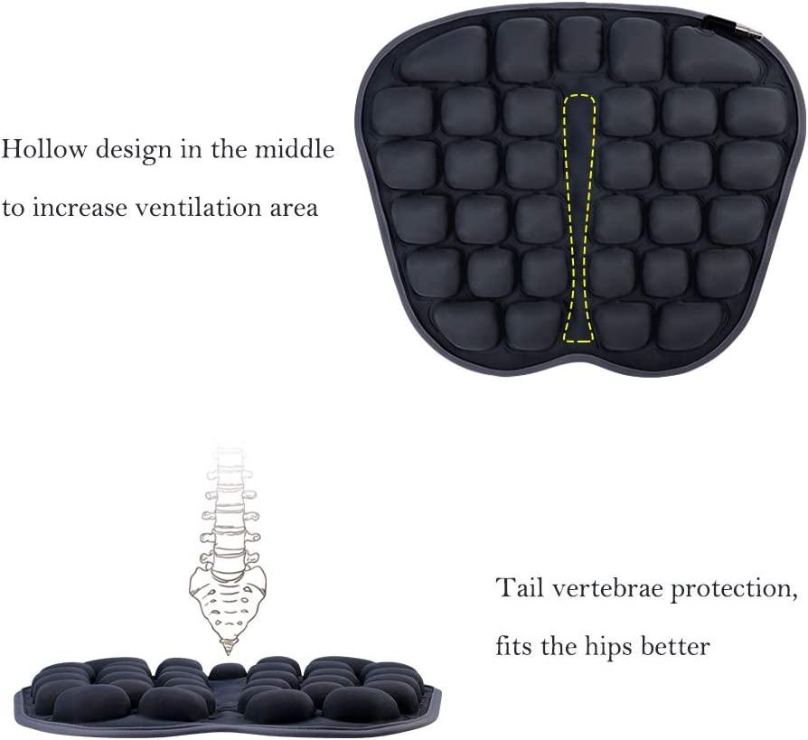 Air Inflatable Seat Cushion for Car Seat Office Chair Wheelchair - U-Shaped  Tailbone Pain Relief Pad - Coccyx Cushion Sciatica Pillow (Black)