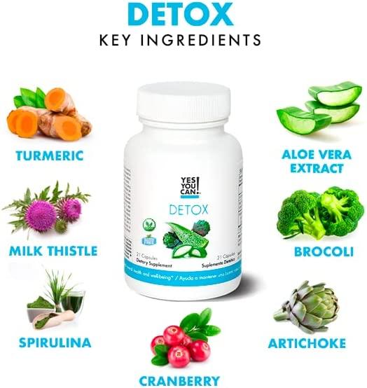 Yes You Can Detox Supplement 21 Capsules of Herbal Vegetable Formula Body  Liver Kidney Cleanse Supplements Vitamins with Milk Thistle Aloe Vera  Broccoli Artichoke Extract for Men Women