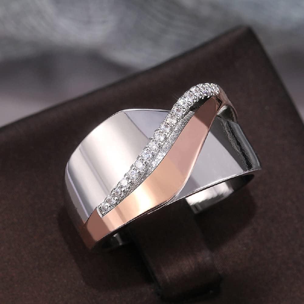 European and American atmospheric S925 silver inlaid rhodium-plated luxury  Swiss diamond engagement ring - Silver Rings