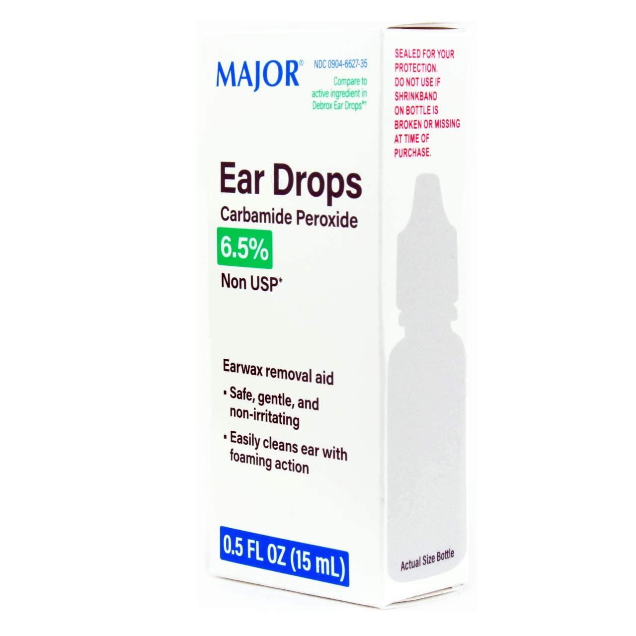 MAJOR Ear Drops 0.5oz Earwax Removal Aid with 6.5 Carbamide Peroxide