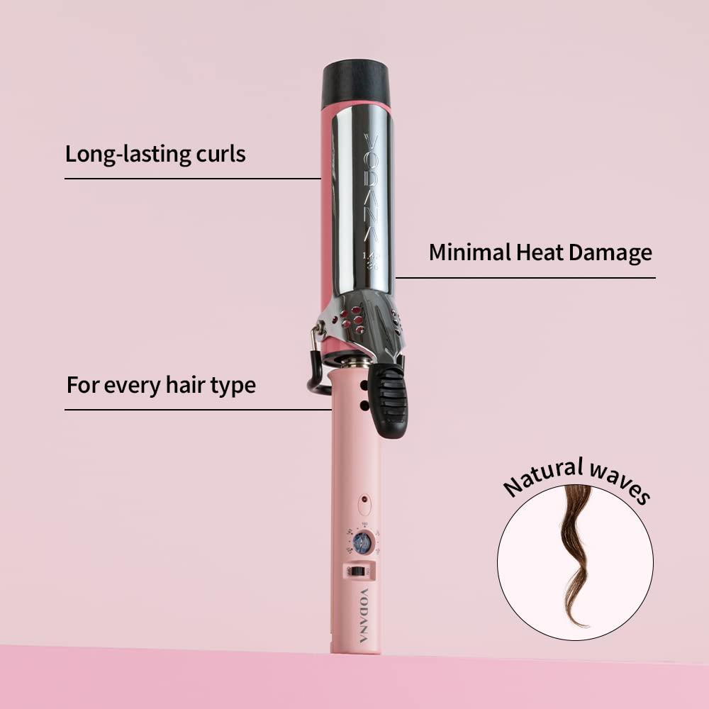 VODANA Professional GlamWave 1.4 Inch Pink Ceramic Curling
