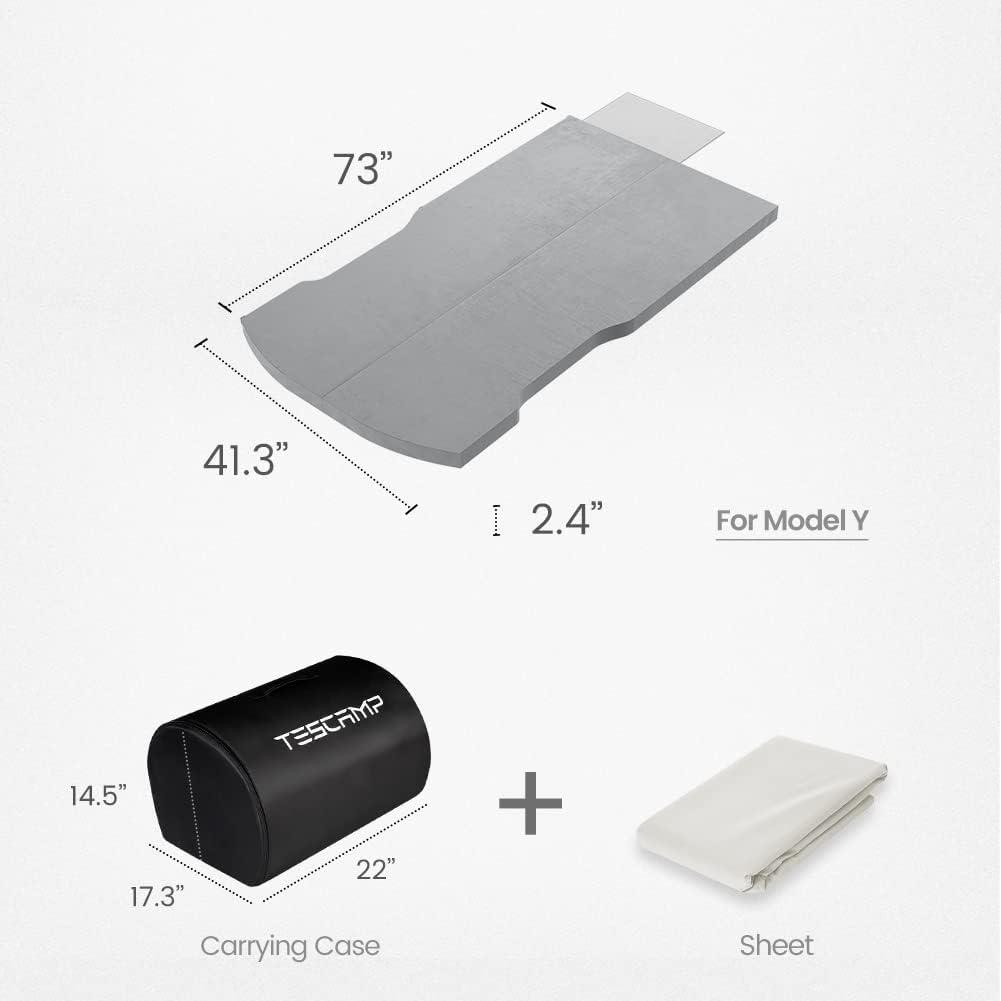 TESCAMP Camping Mattress for Tesla Model Y/X CertiPUR Memory Foam Mattress, Storage  Bag & Sheet Provided, Portable, Space Saver, in Car Sleeping, Twin Size