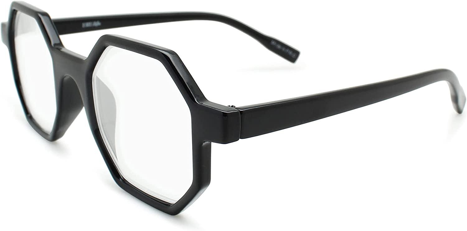 2SeeLife Large Hexagon Reading Glasses Black 1.25 x