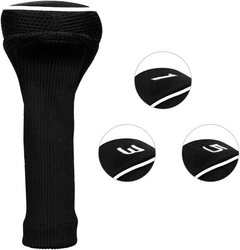 Black Golf Club Head Cover Set | Fits Driver, Fairway Woods