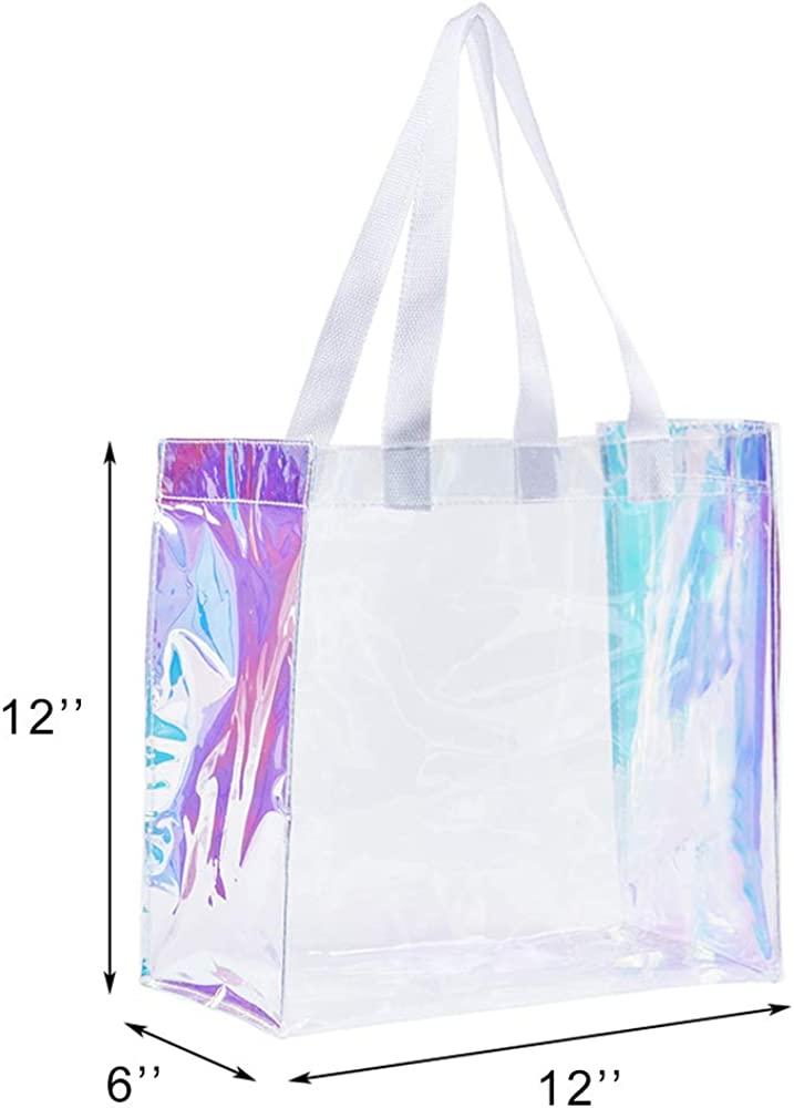 Jainnowa Clear Tote Bag, Hologram Large Clear Tote, Clear Bags Stadium  Approved, 16X 12X 6 Translucent & Reflective Transparent See Through Big