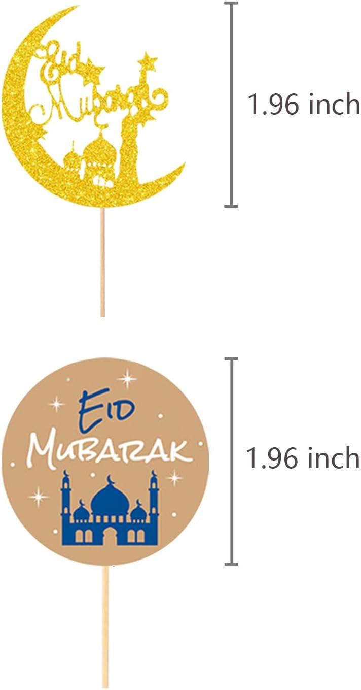 sorkwo 28 Pcs Eid Mubarak Cupcake Toppers Eid Mubarak Decorations for ...