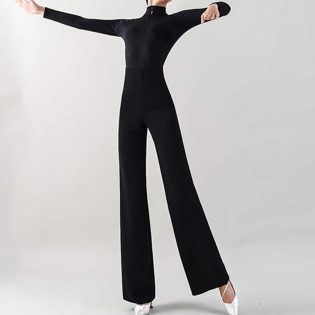 YILINFEIER Women's High Waisted Wide Leg Dance Pants Black Size 27