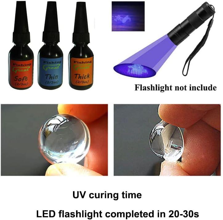 GREATFISHING Fly Tying UV Clear Glue and Power Light Combo Three