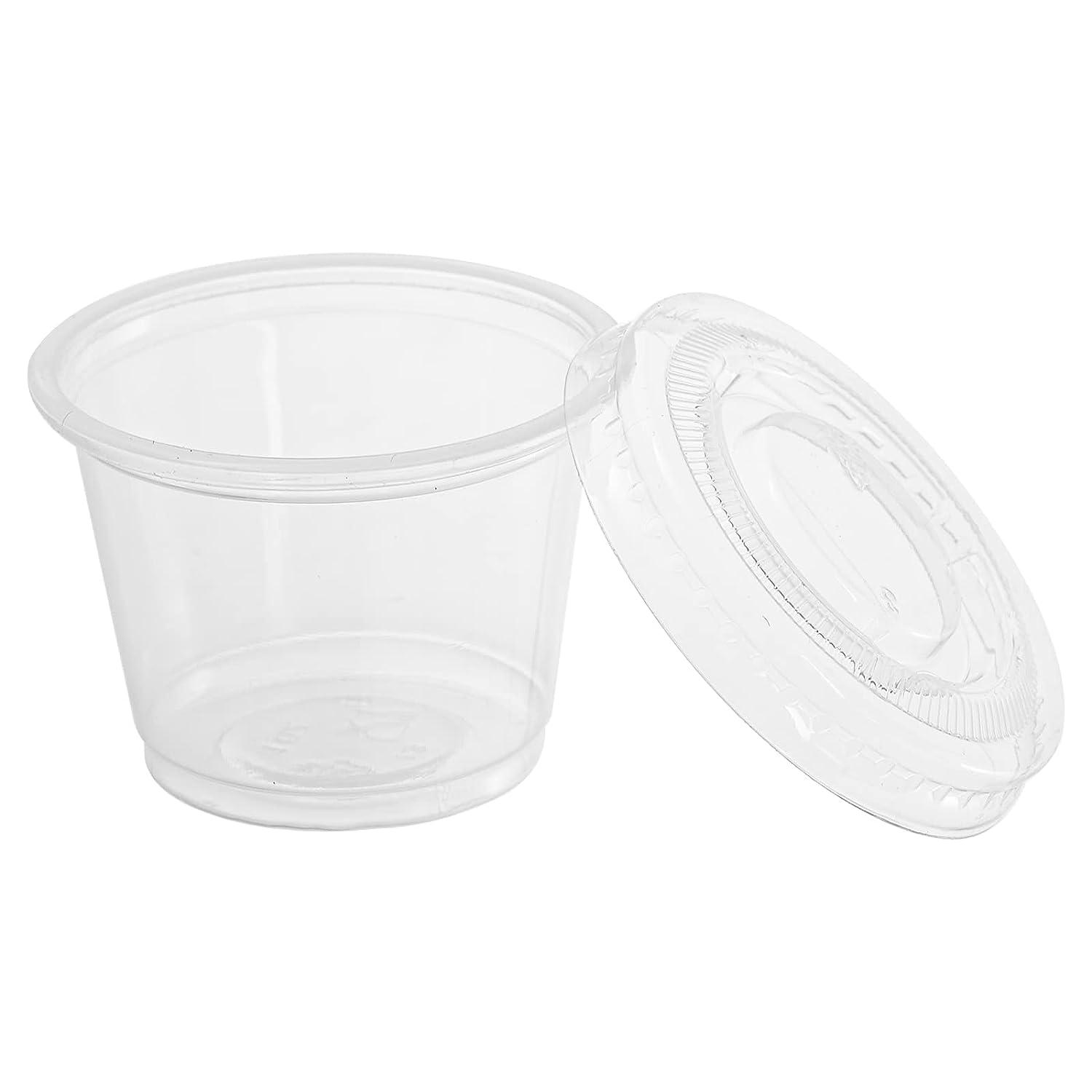 Hedume 600 Sets 1 Oz Disposable Portion Cups with Lids, Clear Jello