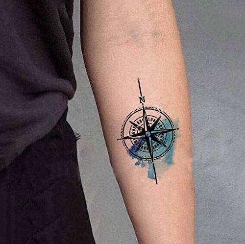 Temporary Tattoo Compass Arrow Art Long-Lasting Realistic Semi-Permanent  Sticker | eBay