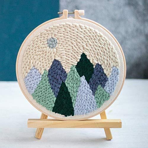 Punch Needle Embroidery Kit with Basic Tools & Soft Yarn - Scenery Pattern