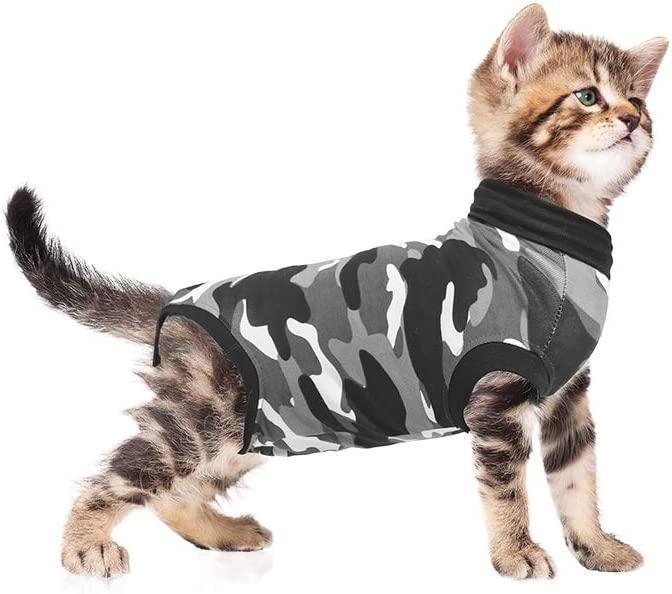 Suitical Recovery Suit for Cats Black Camouflage XX Small Comfortable Post Surgery Healing