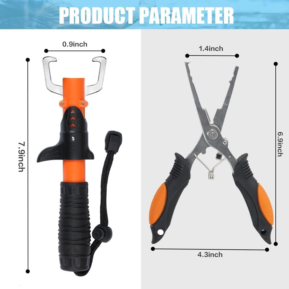 CASAVIDA Fishing Pliers with Fish Gripper Hook Remover, Muti-Function  Fishing Tools Fly Fishing Accessories with Fishing Scissors and Sheath,  Ideal Fishing Gifts Ice Fishing Gear Set for Fishmen
