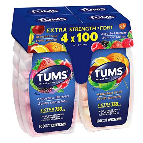 TUMS 750mg Calcium Carbonate 400 Tablets Set of 4 Fastacting