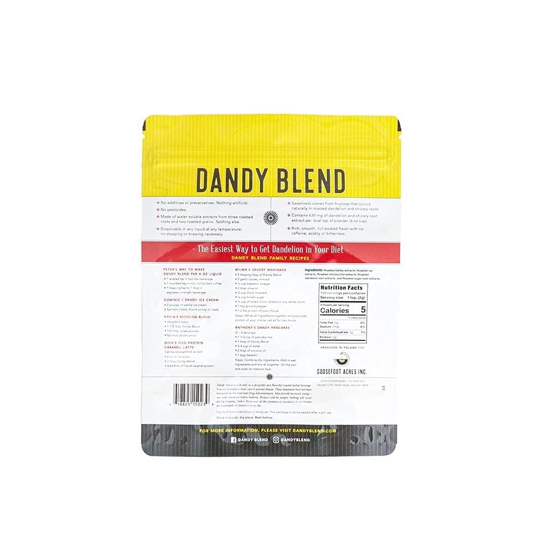100 Cup Bag of Original Dandy Blend Instant Herbal Beverage with Dandelion,  7.05 oz. (200g) Bag
