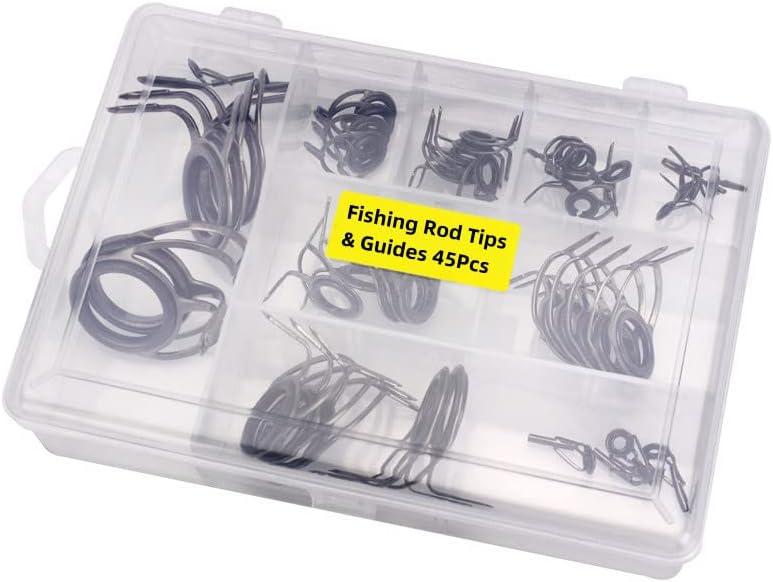 Fishing Rod Repair Kit, Fishing Rod Tips and Guides Replacement Kit,  Ceramic Guide Ring Fishing Pole Tip Repair Kit Fishing Rod Eyes Repair  Guides rod guides and tips_45pcs