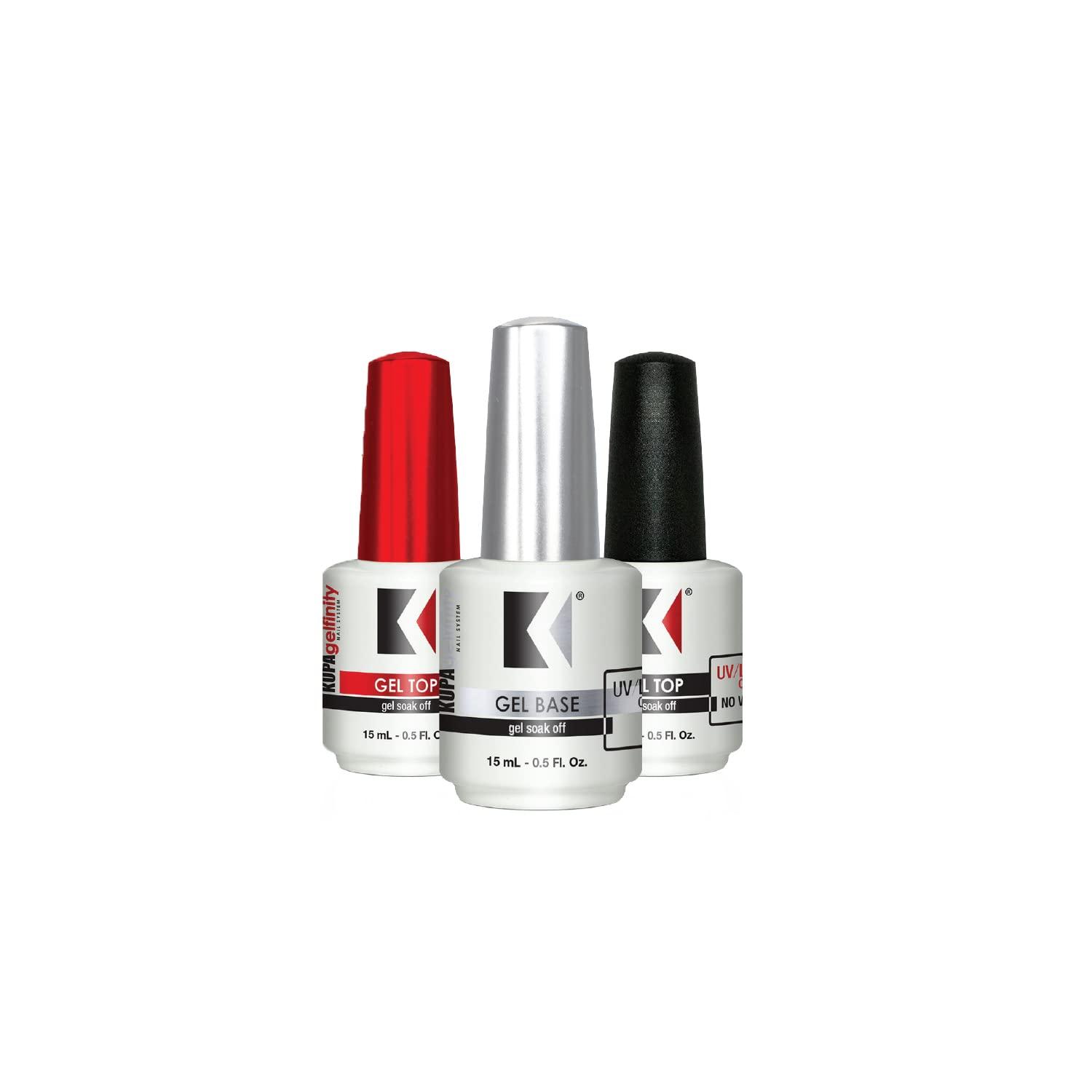 KUPA Gelfinity Soak Off Gel Base & Glossy Top & Matte Top Coat (No