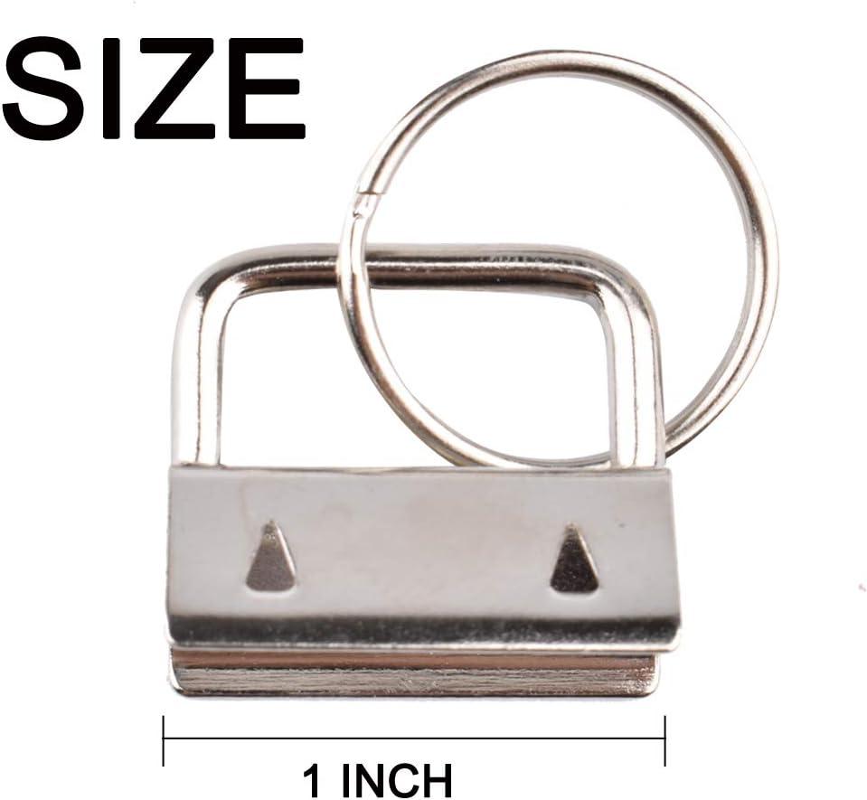 40pcs 1 Inch for KEY Fob Hardware with for KEY Rings Set for Bag Wristlets  Ribbon Webbing Embossed Hand Craft 25mm